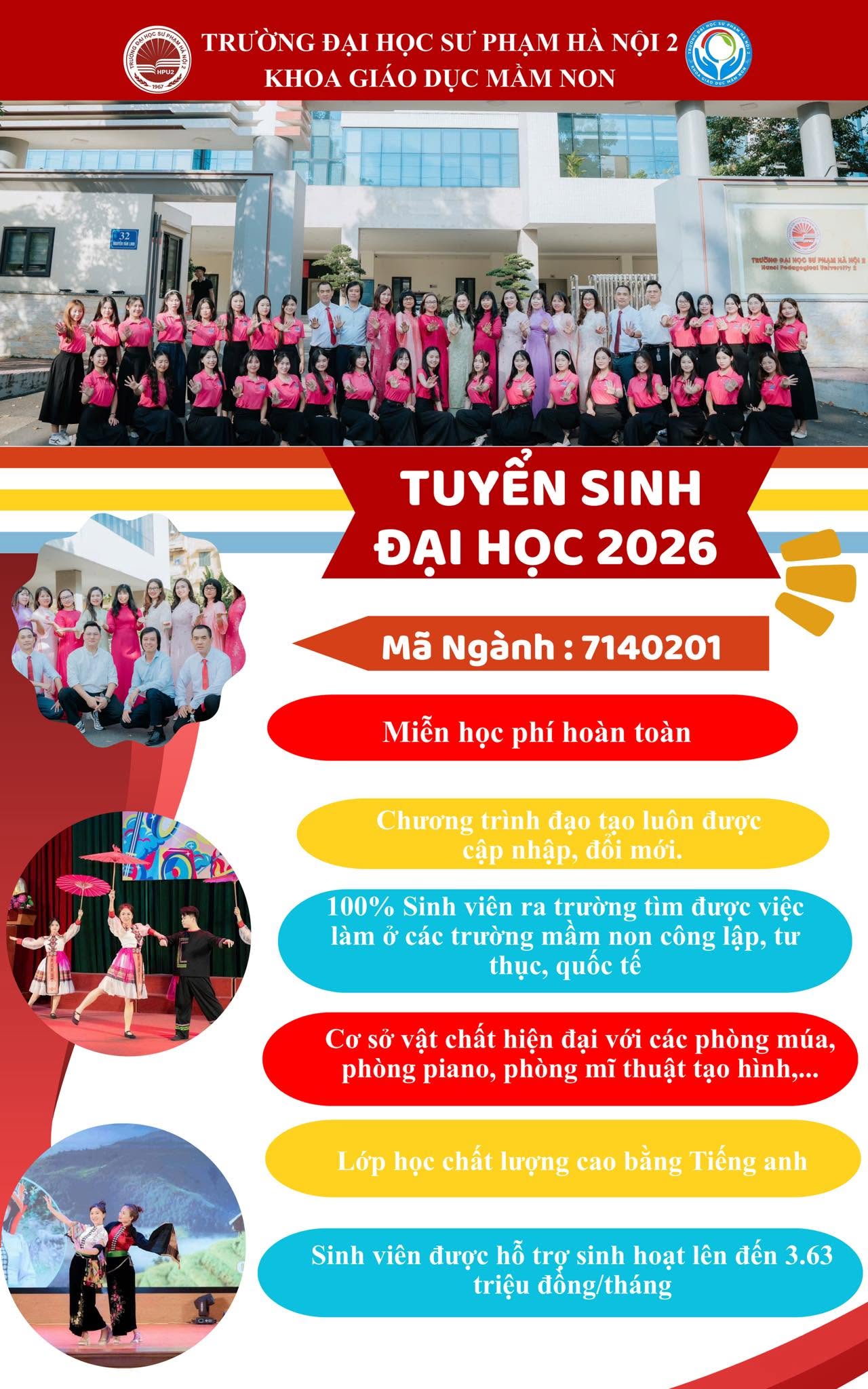 THÔNG BÁO TUYỂN SINH ĐẠI HỌC CHÍNH QUY NĂM 2026 – NGÀNH GIÁO DỤC MẦM NON (TRƯỜNG ĐẠI HỌC SƯ PHẠM HÀ NỘI 2)
